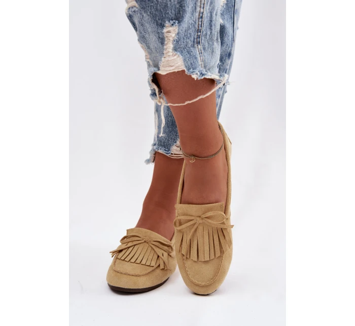 Dámské mokasíny s třásněmi Žluté model 21915094 - Boto