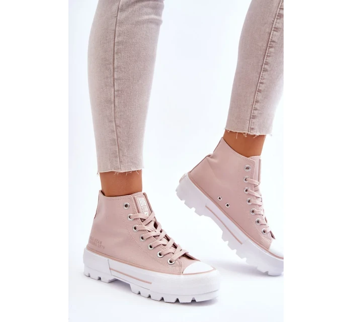 Vysoký Látkové tenisky na platformě Big Star LL274157 Nude Vysoký Látkové tenisky na platformě Big Star LL274157 Nude