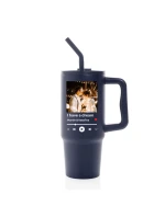 Cestovní termoska s barevným víčkem s vlastním odkazem na oblíbenou písničku Cestovní termoska s barevným víčkem s vlastním odkazem na oblíbenou písničku