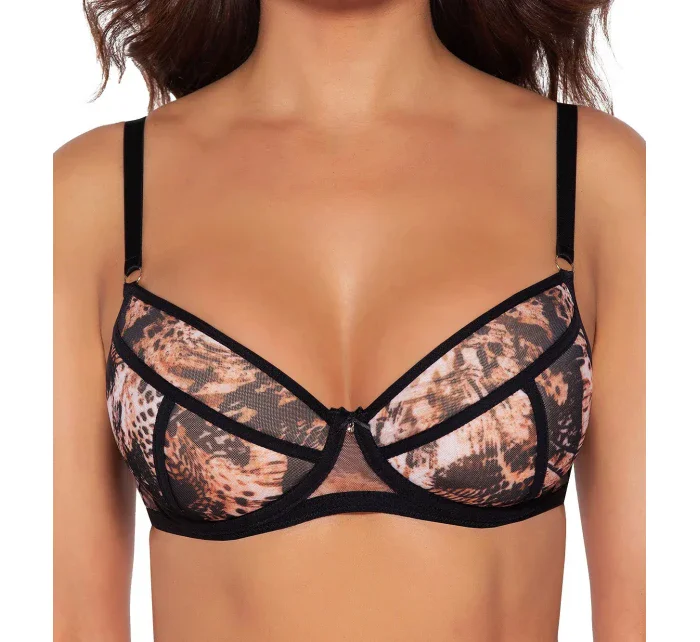 Dámská pushup podprsenka model 20774197 Černá s hnědou vzor - Ava