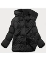 Čierna krátka zimná bunda s vysokým stojacím golierom (5m729-392)