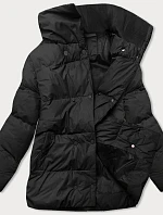 Krátka zimná bunda s vysokým golierom čierna (5m729-392)