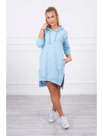 Šaty s kapucňou a dlhším chrbtom modré Šaty s kapucňou a dlhším chrbtom modré