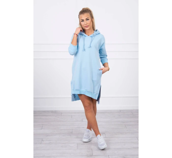 Šaty s kapucňou a dlhším chrbtom modré Šaty s kapucňou a dlhším chrbtom modré