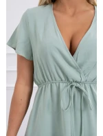 Šaty s obálkovým výstřihem tmavě mátové barvy Šaty s obálkovým výstřihem tmavě mátové barvy