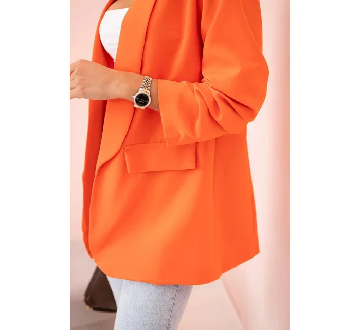 Elegantné sako s klopami tmavo oranžovej farby