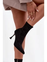 Zdobené dámské boty na podpatku D&A JC52-882 černé