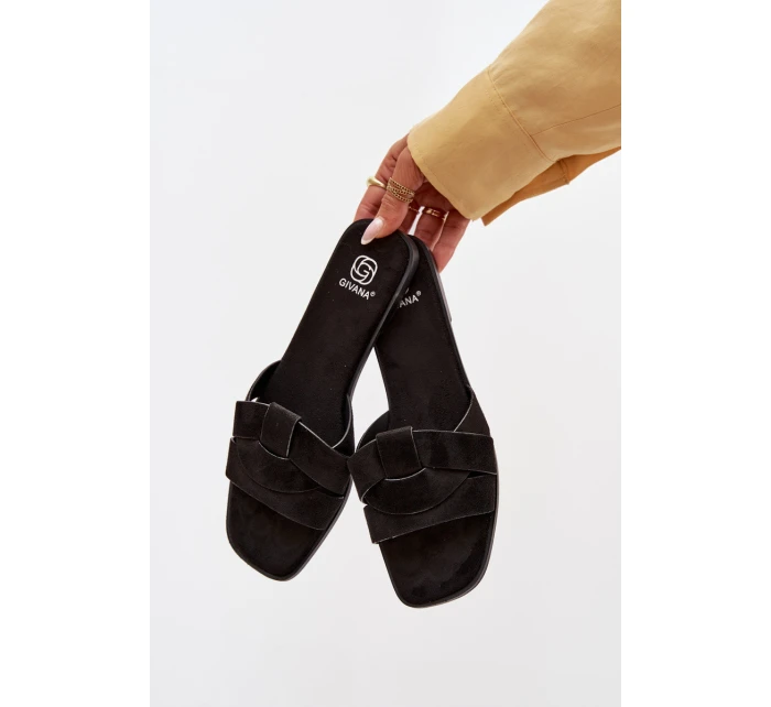 Dámské ploché sandály s pásky Eko semiš Černé Florane