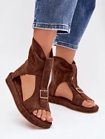 Dámské sandály s páskem čokoládové Coralya