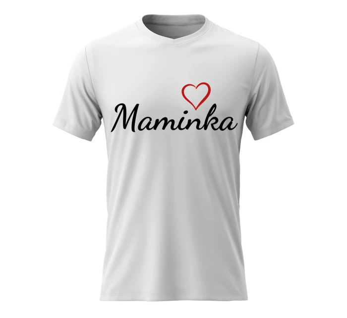 Dámské bavlněné tričko s potiskem - MAMINKA - bílé