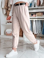 Dámske nohavice chinos s opaskom ružové FashionStreet UY2551