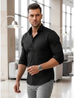 Pánska vzorovaná košeľa regular fit čierna FashionStreet DX2696