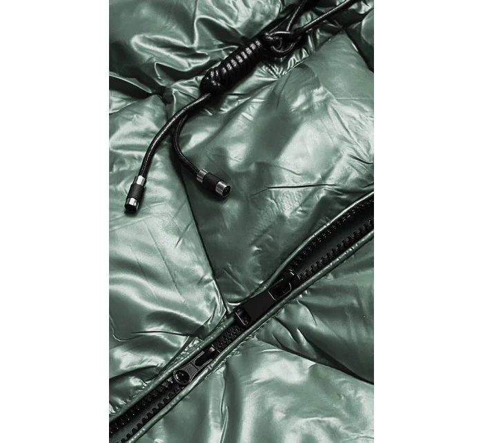 Lesklá zelená vesta s kapucňou (B8025-10) Lesklá zelená vesta s kapucňou (B8025-10)