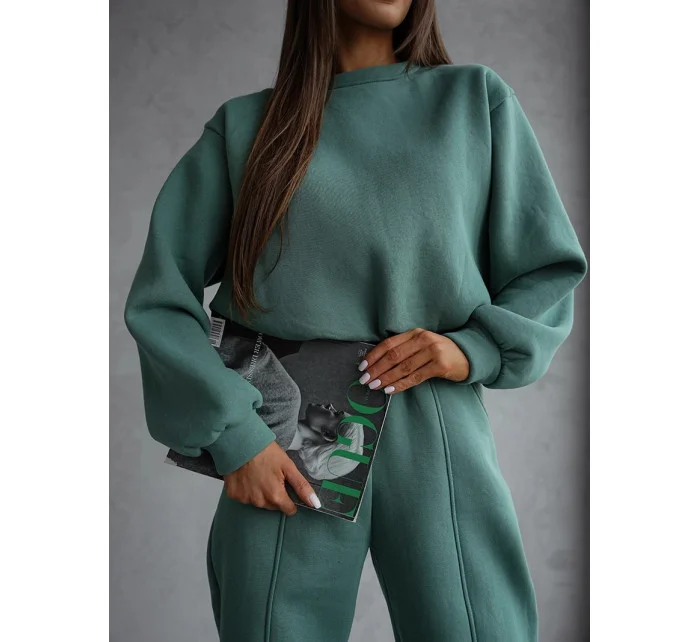 Zelený dámský bavlněný teplákový komplet s krátkou mikinou model 20905689 - Moon