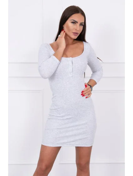 Šaty s gombíkovým výstrihom svetlo šedej