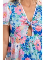 Květinové šaty s model 18746628 výstřihem mint - K-Fashion Květinové šaty s model 18746628 výstřihem mint - K-Fashion