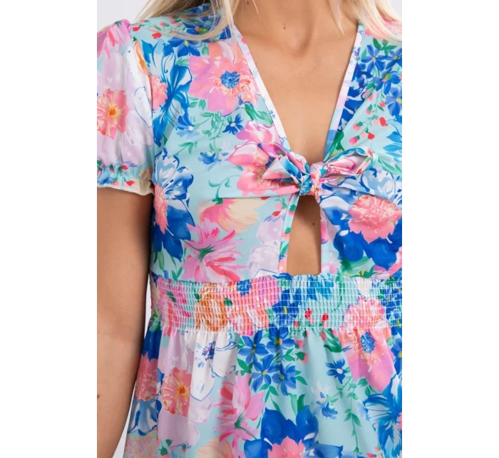 Květinové šaty s model 18746628 výstřihem mint - K-Fashion Květinové šaty s model 18746628 výstřihem mint - K-Fashion