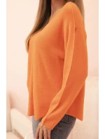 Dámský svetr z viskózy s výstřihem do V oranžový