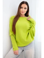 Dámsky asymetrický viskózový sveter bat pistáciová