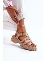 Sandały Rzymianki Damskie Beżowe Rosarose