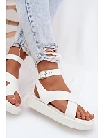 Sandály z eko kůže na platformě Bílé model 22102991 - Boto