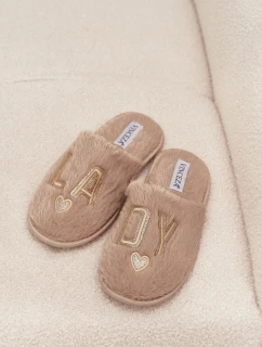 Dámske papuče s kožušinou LADY Vinceza - béžové