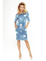 Dámské sportovní šaty v džínové barvě s bílými puntíky model 5917627 - numoco