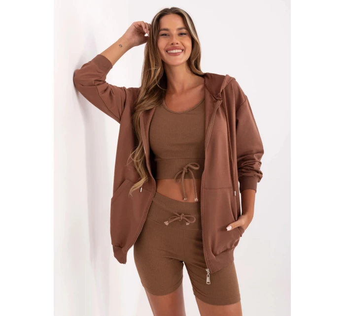 Hnedá dámska trojdielna základná súprava (7742)