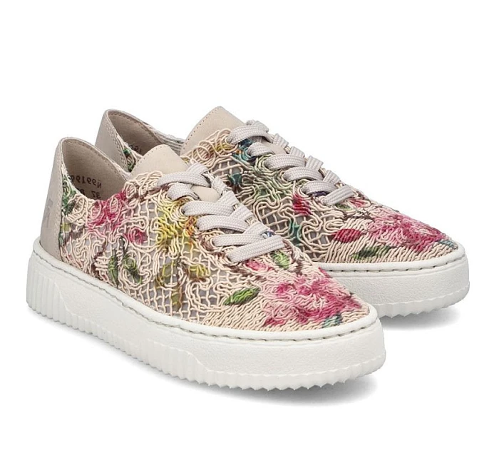 Dámská béžová květinová prolamovaná obuv model 22122396 - Rieker