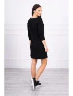 3D grafické šaty so zirkónmi čiernej