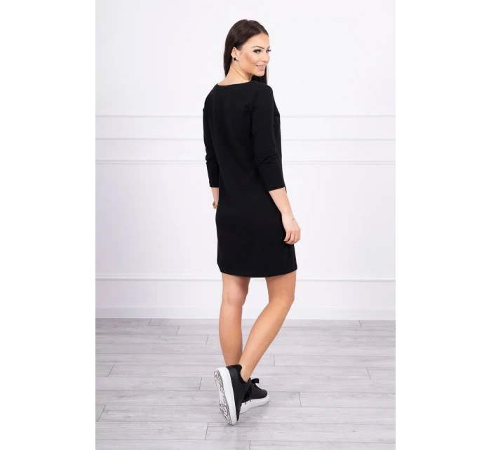 3D grafické šaty so zirkónmi čiernej