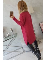 Sveter Cardigan kockovaný kockovaný fuchsiový