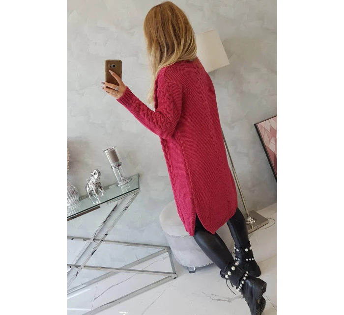 Sveter Cardigan kockovaný kockovaný fuchsiový