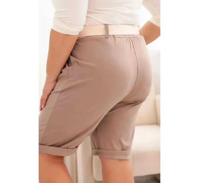 Dámské bavlněné šortky Plus Size s páskem fango