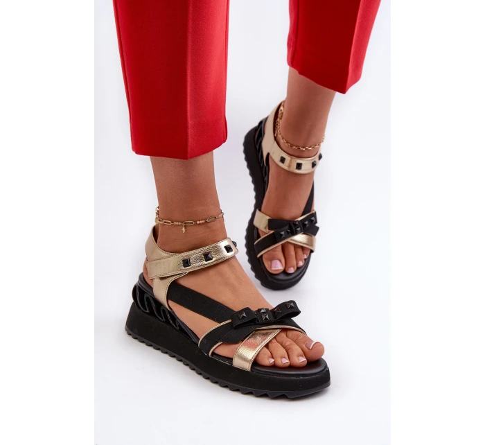 Sandały Damskie Z Kokardką D&A CR956 Złote