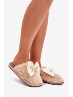 Dámské Pantofle S Kožešinou A Mašlí Béžové model 21681839 - Boto