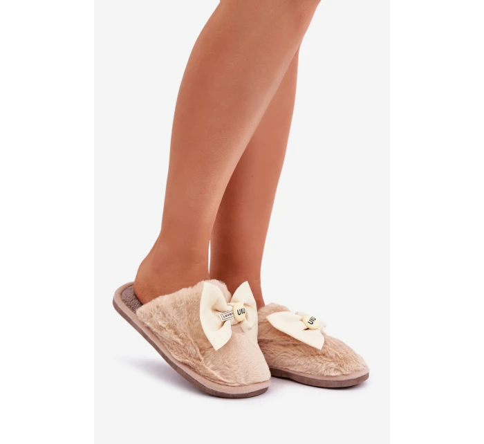 Dámské Pantofle S Kožešinou A Mašlí Béžové model 21681839 - Boto