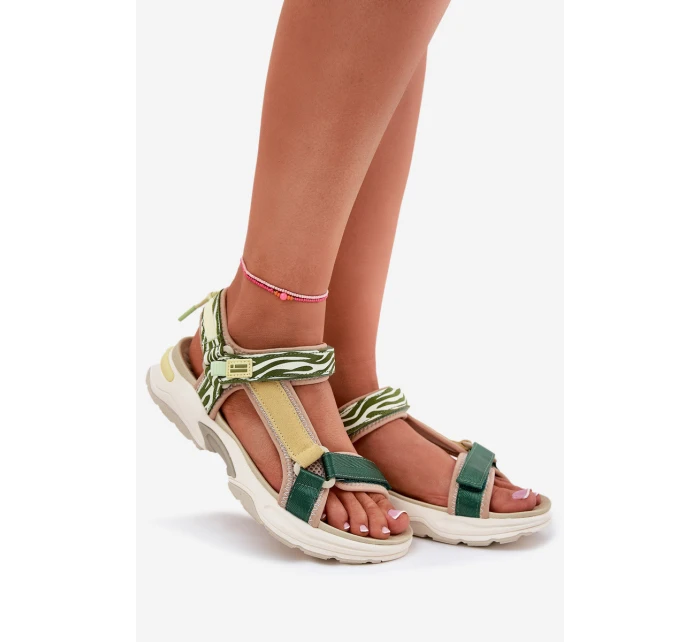 Dámské Sandály Na Suchý Zip model 21694720 Zelené - D.Franklin