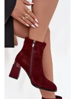 Botki Damskie Z Naturalnego Zamszu Na Słupku Ocieplane D&A CR52-718 Bordowe Botki Damskie Z Naturalnego Zamszu Na Słupku Ocieplane D&A CR52-718 Bordowe