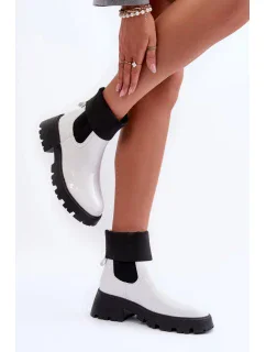 Dámske členkové topánky Jodhpur DES925M Bielo-čierna - Valinyang