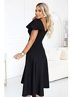 midi šaty s výstřihem do V a krátkými rukávy – černé model 22385173 - numoco midi šaty s výstřihem do V a krátkými rukávy – černé model 22385173 - numoco