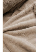 Béžová dámska zimná bunda parka s kožušinovou podšívkou (CAN-579BIG)