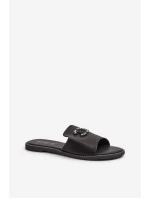 Elegantní Dámské Lesklé Žabky S Ozdobou model 21665164 Černé - S.Barski