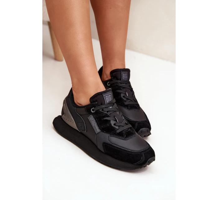 Skórzane Sneakersy Damskie Big Star OO274562 Hi-Poly System Czarne Skórzane Sneakersy Damskie Big Star OO274562 Hi-Poly System Czarne