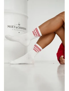 Dámské ponožky S Červeným Nápisem PILATES BABE Ecru