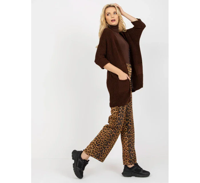 Dámsky sveter LO SW LK 3002 kardigan.98P tmavo hnedý