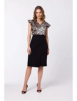 S343 Sukňa áčkového strihu so zavinovacími detailmi - čierna