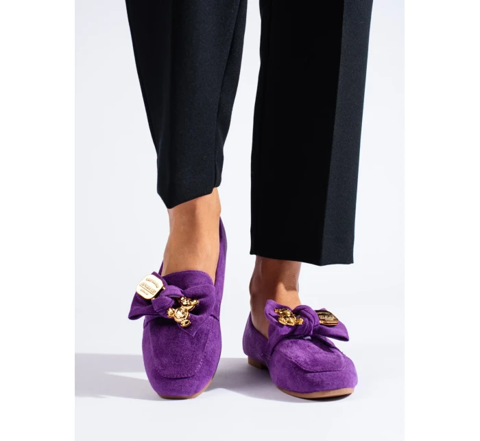 Jedinečné mokasíny fialové dámské bez podpatku Jedinečné mokasíny fialové dámské bez podpatku