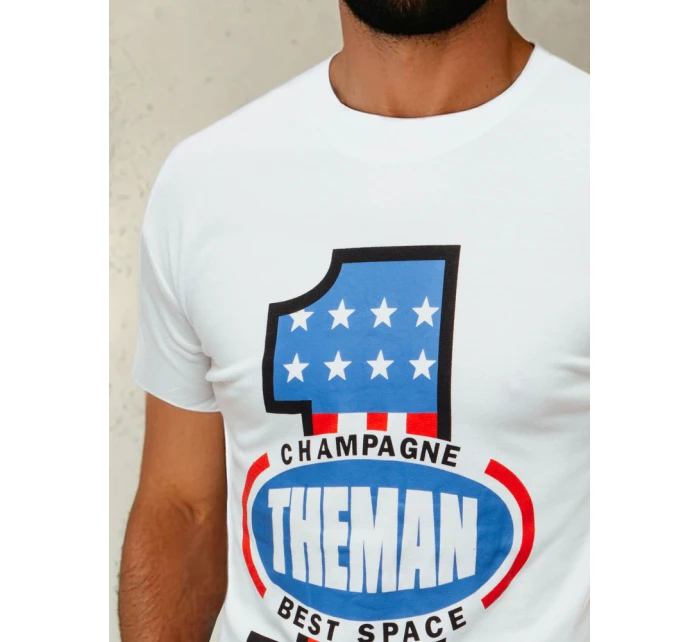 Pánske biele tričko s potlačou FashionStreet RX4406 Pánske biele tričko s potlačou FashionStreet RX4406