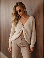 Sweter damski oversize z  beżowy model 22546912 - FashionStreet